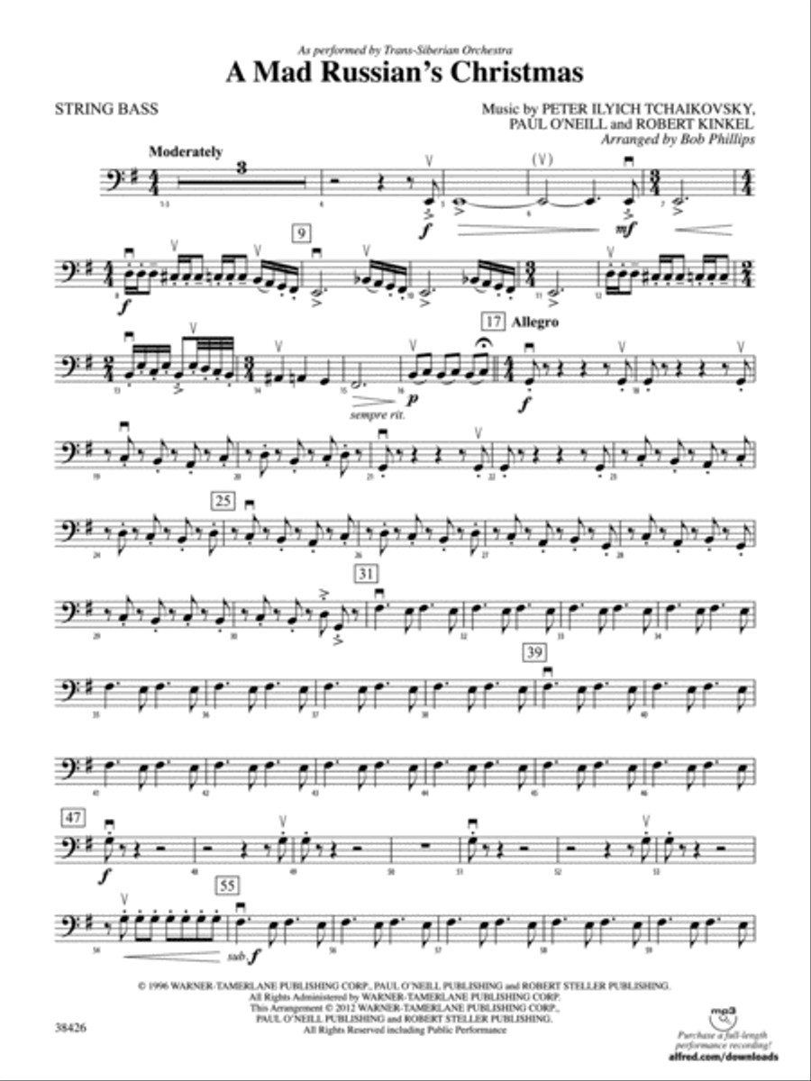 A Mad Russian's Christmas: String Bass String Orchestra scores gallery preview page 1