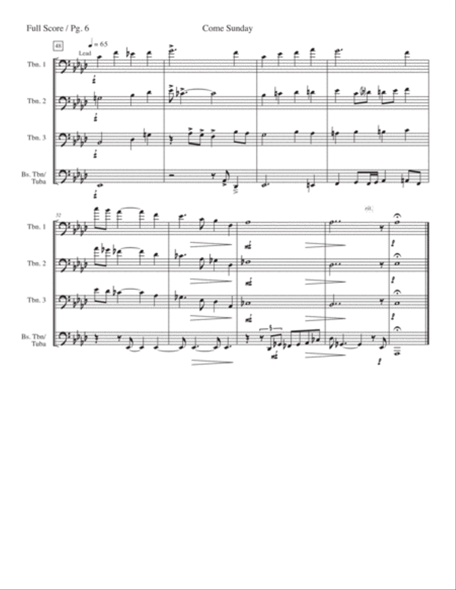 Come Sunday Small Ensemble scores gallery preview page 6