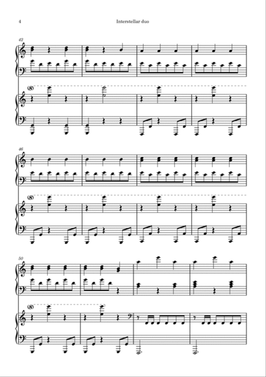 Interstellar Interstellar 1 Piano, 4-Hands scores gallery preview page 4