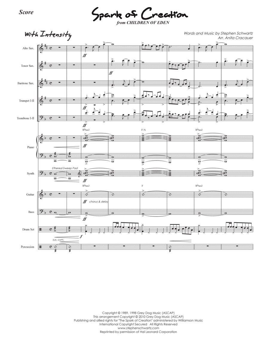 The Spark Of Creation Tenor Saxophone scores gallery preview page 1