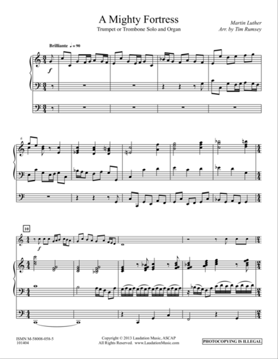 A Mighty Fortress Trumpet Solo scores gallery preview page 1