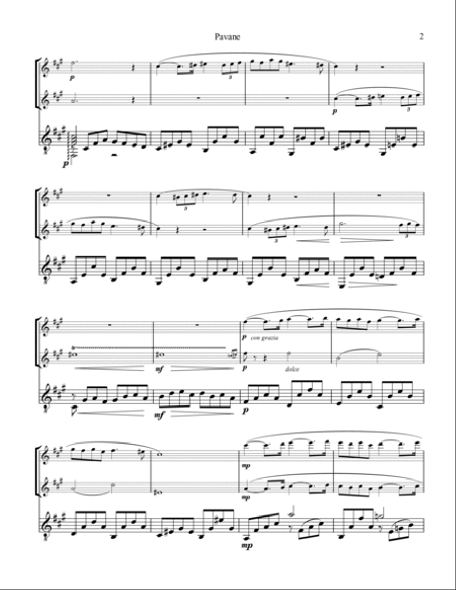 Pavane Op. 50 for flute (violin) duet and guitar Flute scores gallery preview page 3