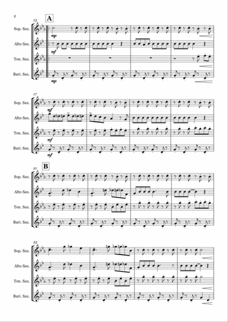 Poker Face Saxophone Quartet scores gallery preview page 2