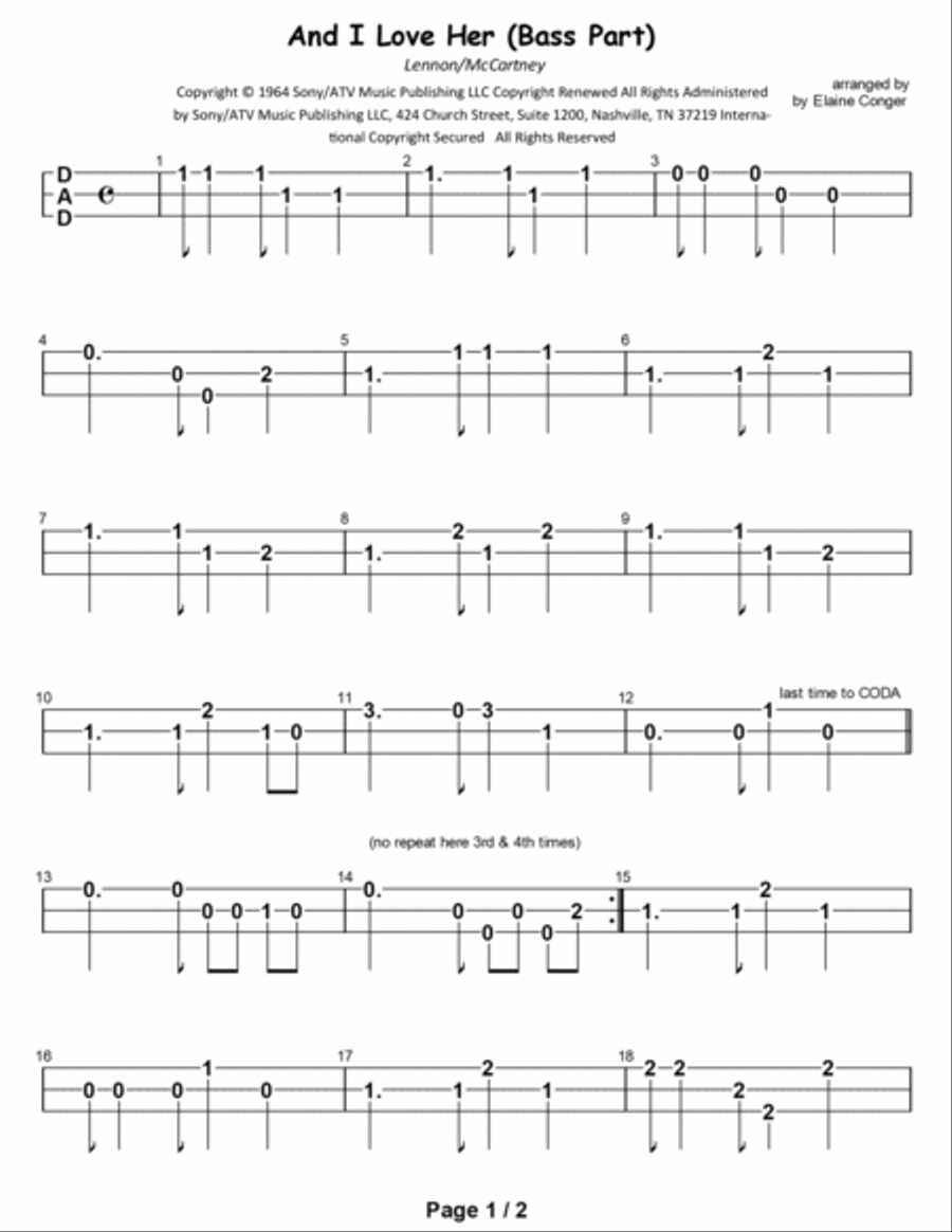 And I Love Her And I Love Her Dulcimer scores gallery preview page 2