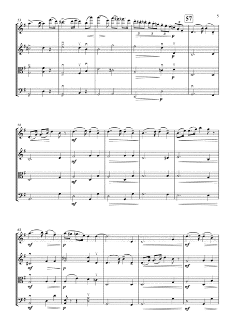 Prelude to Act III from Lohengrin, arranged for String Quartet String Quartet scores gallery preview page 5