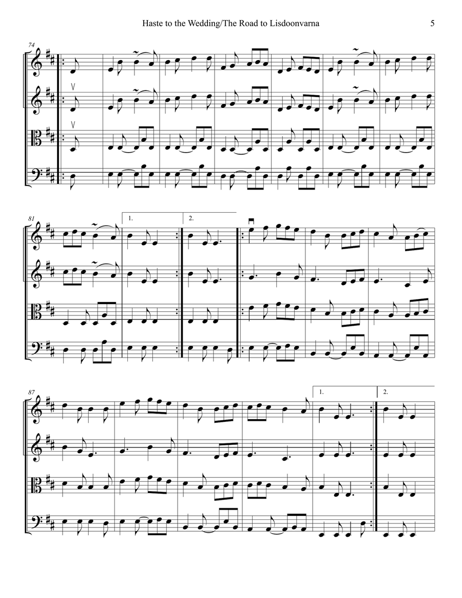 Haste to the Wedding and The Road to Lisdoonvarna String Quartet scores gallery preview page 6