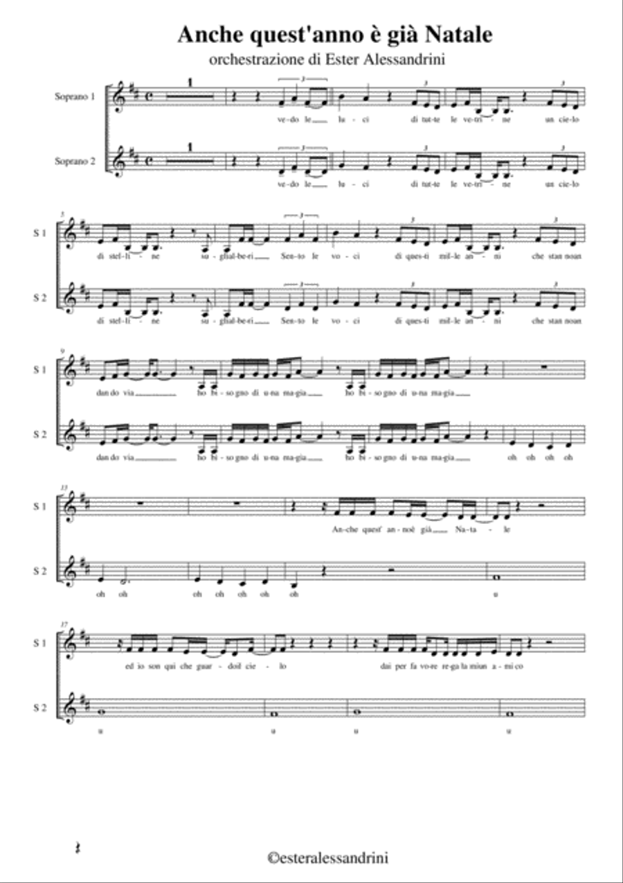 Anche quest'anno è già Natale- parte per coro Choir scores gallery preview page 1