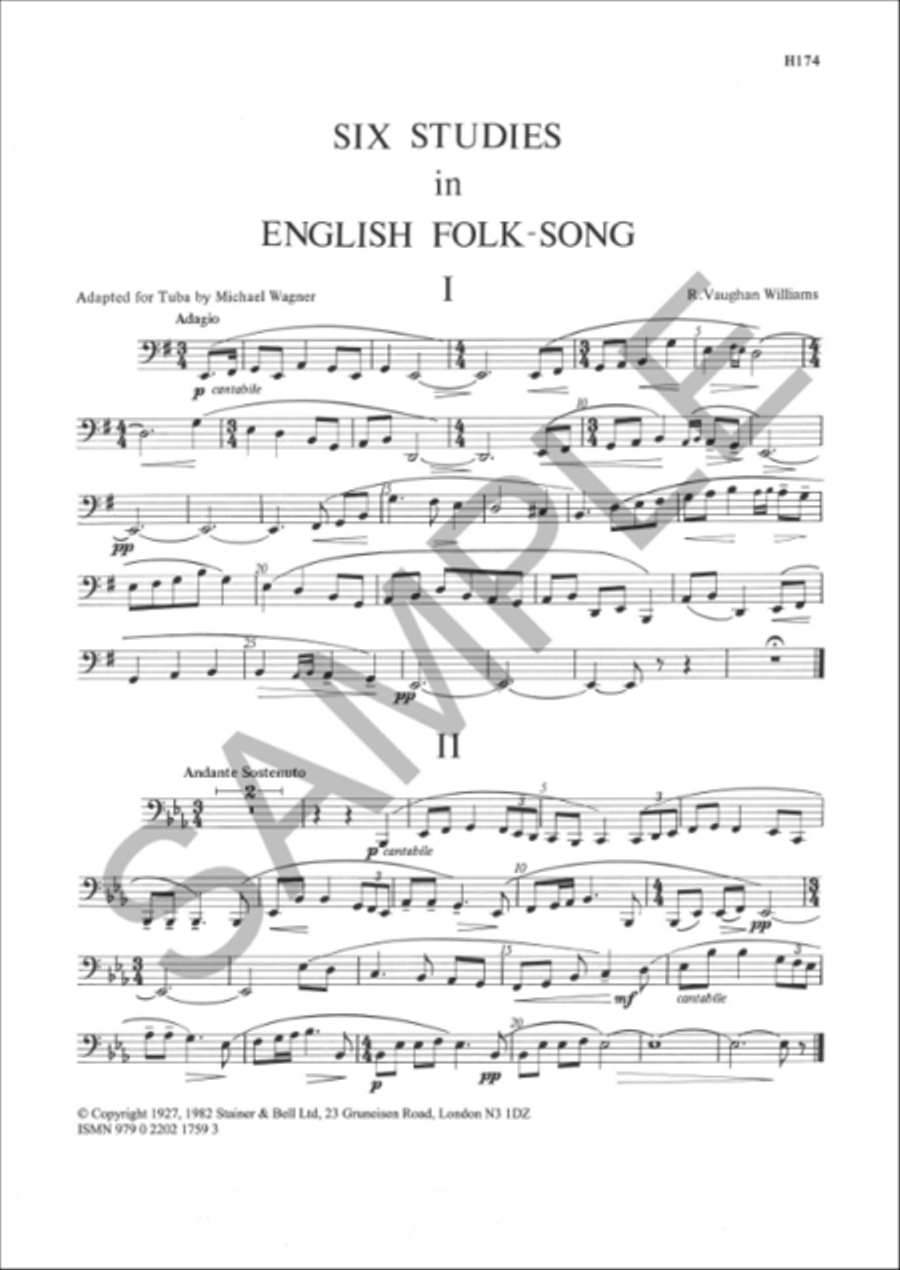Six Studies in English Folk Song for Tuba Tuba scores gallery preview page 2