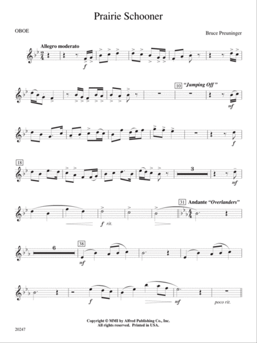 Prairie Schooner: Oboe Concert Band scores gallery preview page 1
