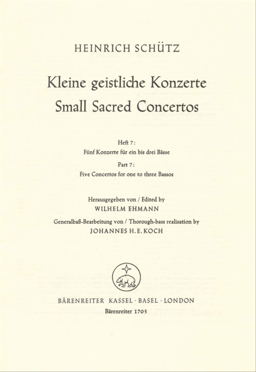 Small Sacred Concertos, Volume 7 Bass Voice scores gallery preview page 1