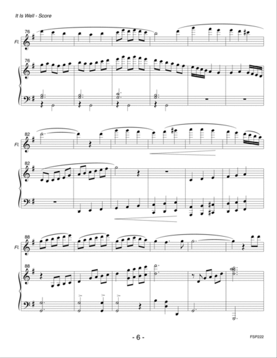 IT IS WELL WITH MY SOUL - FLUTE SOLO with Piano Accompaniment Flute Solo scores gallery preview page 6