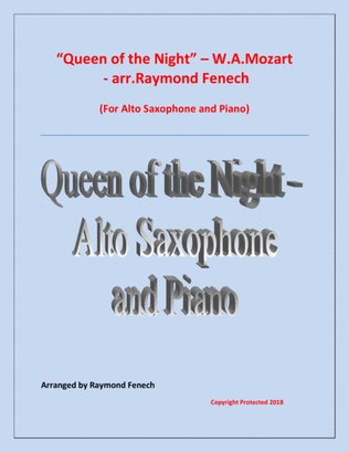 Book cover for Queen of the Night - From the Magic Flute - Alto Sax and Piano