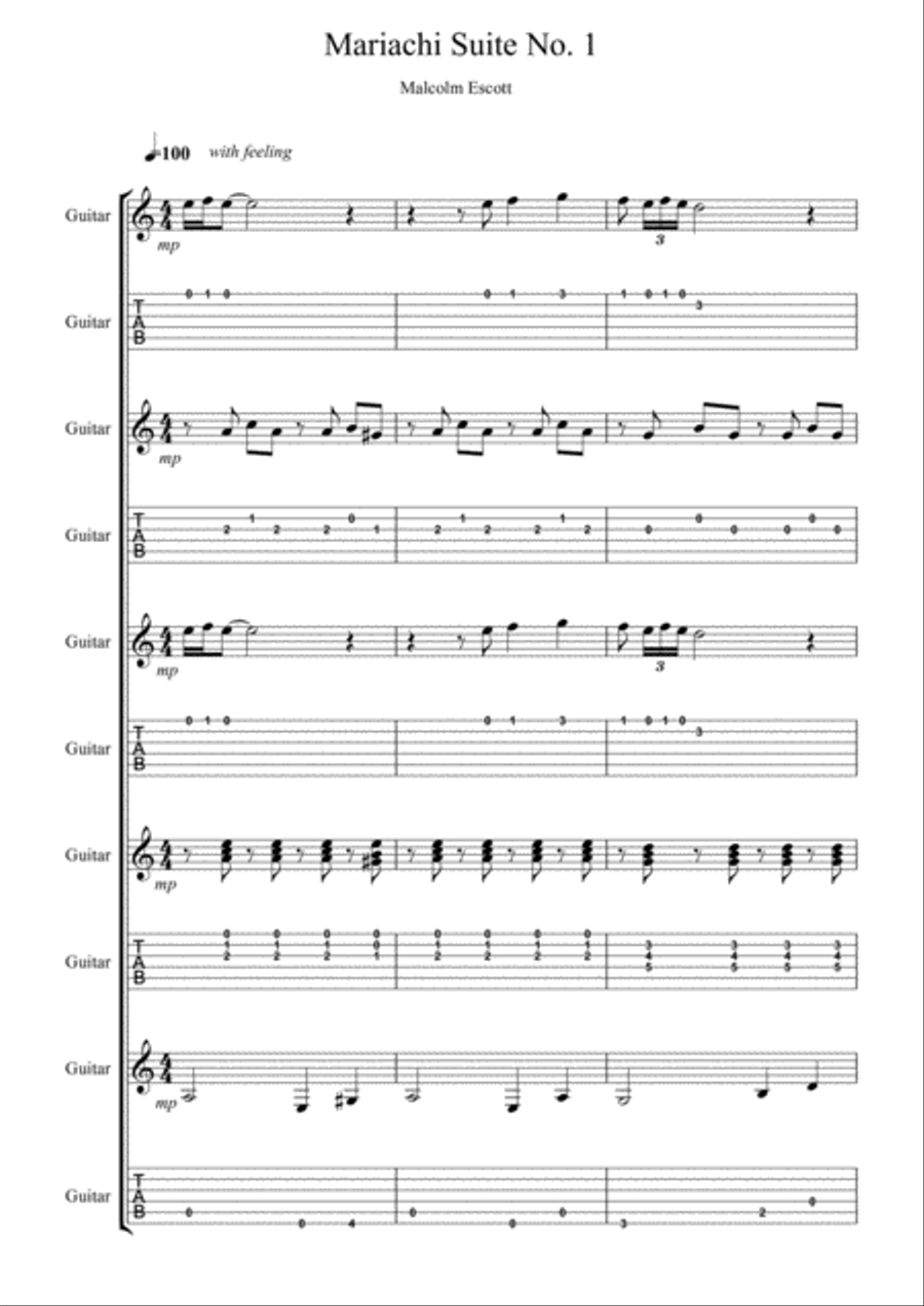 Mariachi Suite No. 1 Classical Guitar scores gallery preview page 1