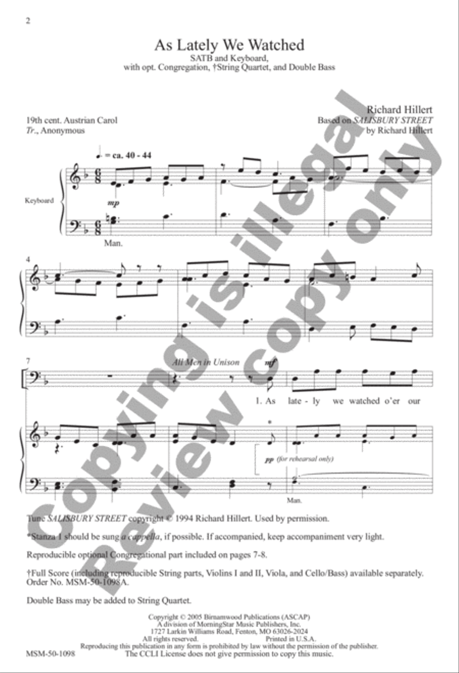 As Lately We Watched 4-Part scores gallery preview page 2