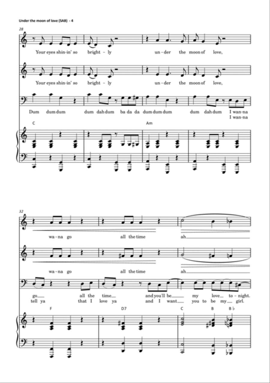 Under The Moon Of Love 3-Part scores gallery preview page 5