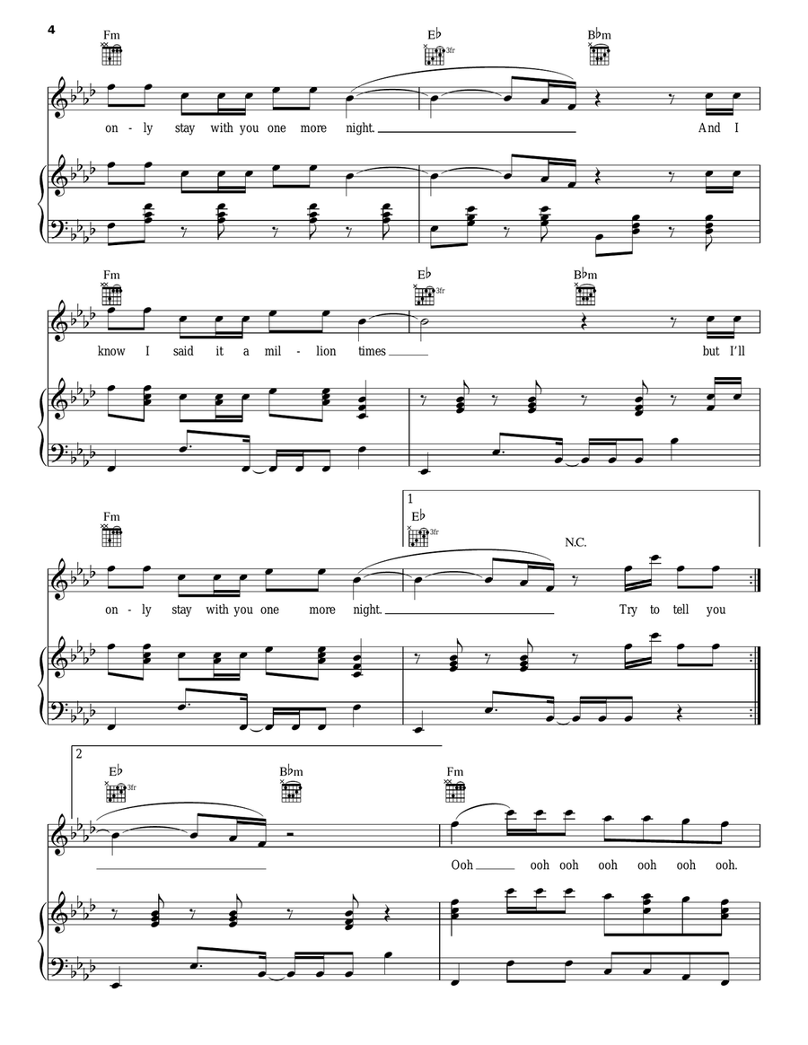One More Night One More Night Piano, Vocal, Guitar scores gallery preview page 4