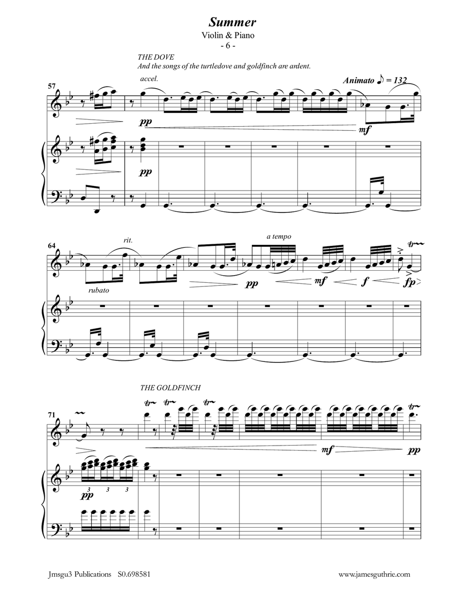 Vivaldi: Summer from the Four Seasons for Violin & Piano Violin Solo scores gallery preview page 6