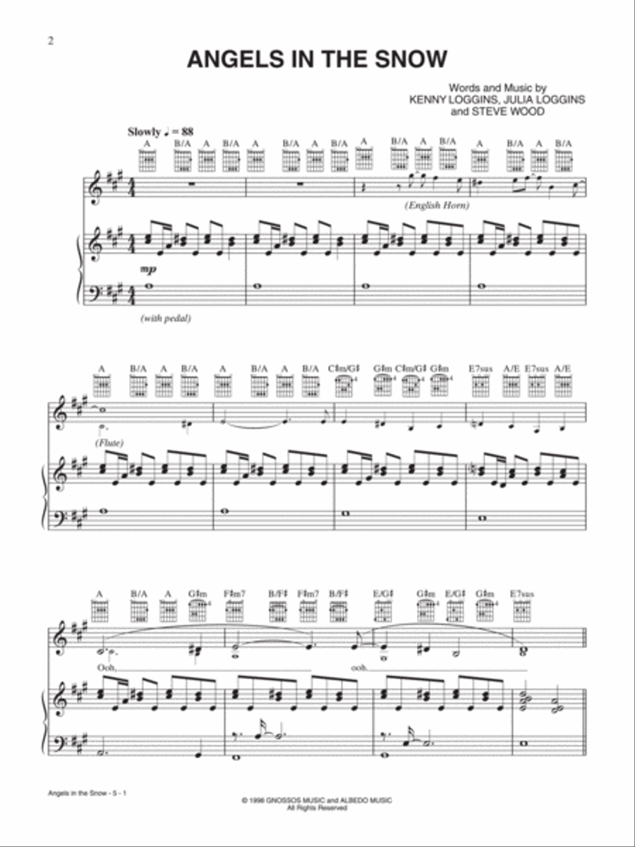 Angels in the Snow Piano, Vocal, Guitar scores gallery preview page 1