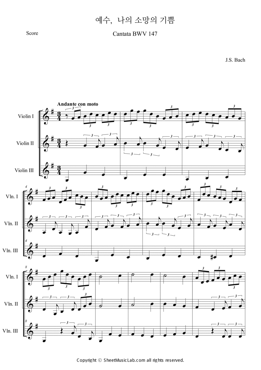 Jesus Bleibet Meine Freude (Choral From Cantata BWV 147) in G Choir scores gallery preview page 1