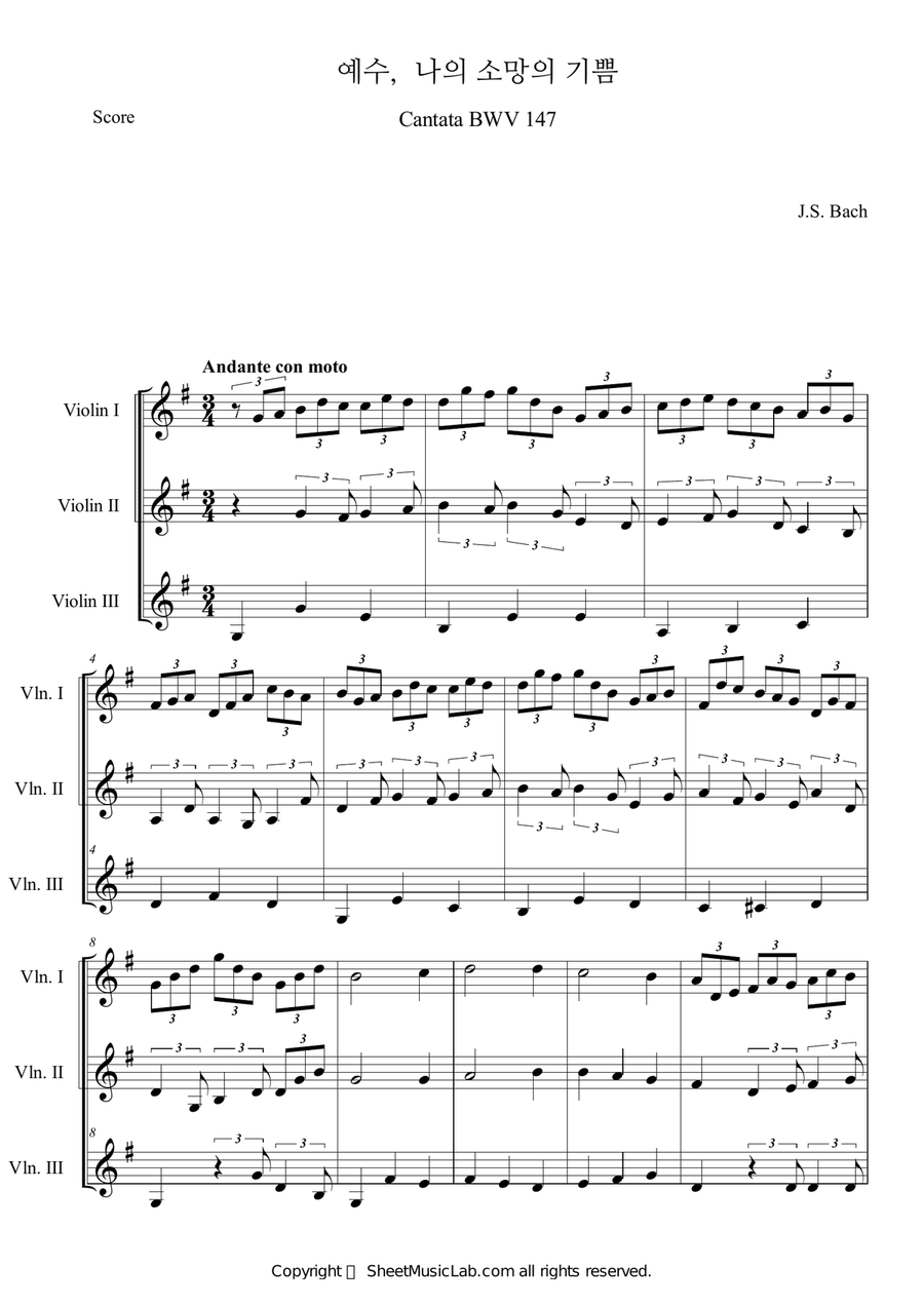 Jesus Bleibet Meine Freude (Choral From Cantata BWV 147) in G