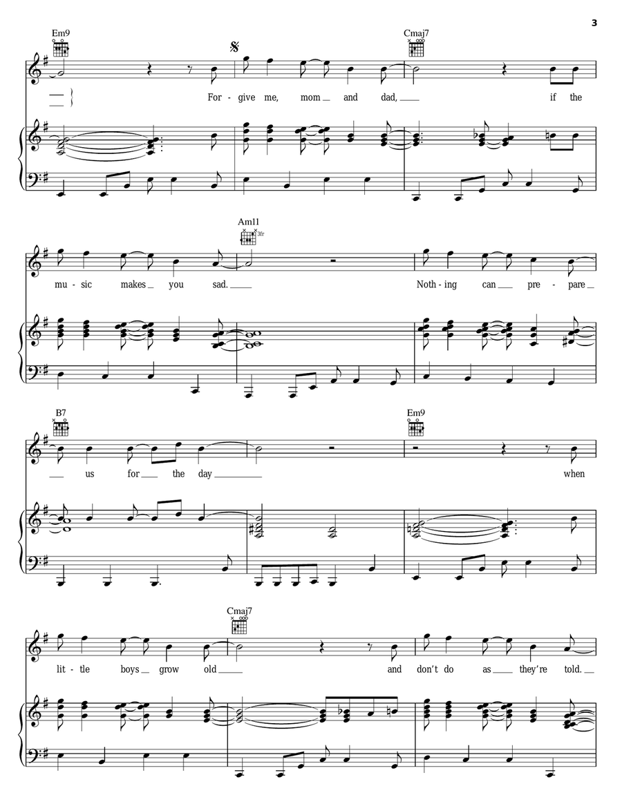 Thinking Underage Piano, Vocal, Guitar scores gallery preview page 3