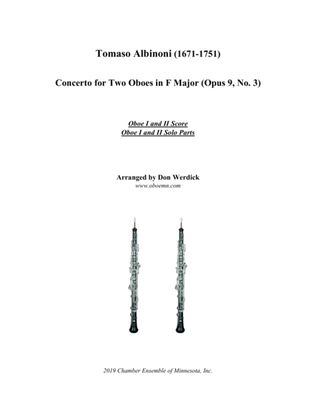 Book cover for Concerto for Two Oboes in F Major, Op. 9 No 3