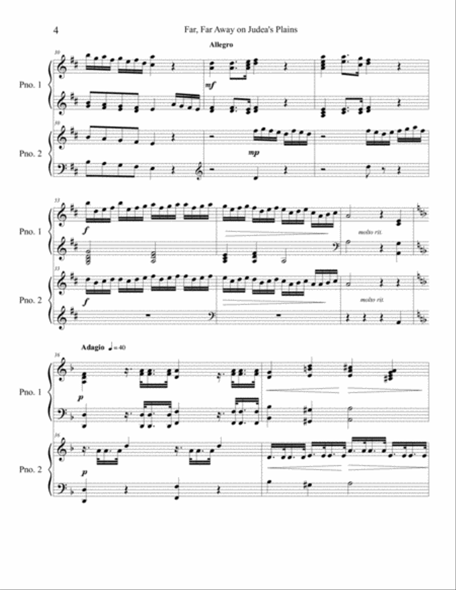 Far, Far Away on Judea's Plains (in the style of George F. Handel), Two Piano 2 Pianos, 4-Hands scores gallery preview page 4