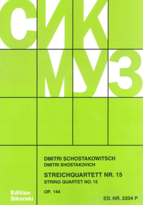 Book cover for String Quartet No. 15, Op. 144
