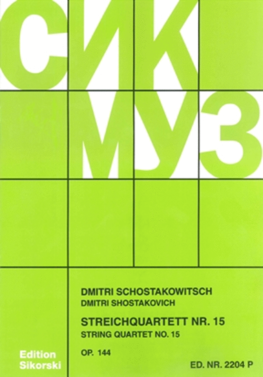 Book cover for String Quartet No. 15, Op. 144