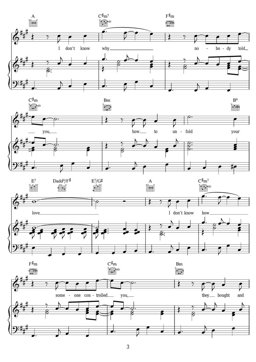 While My Guitar Gently Weeps Piano, Vocal, Guitar scores gallery preview page 3