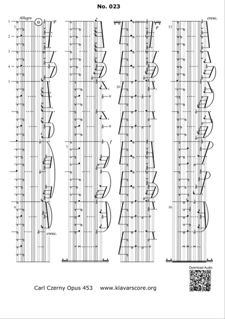 Czerny's 110 Easy and Progressive Exercises Opus 453, Ex. 23-44 KlavarScore notation (Lettter/A4) image number null