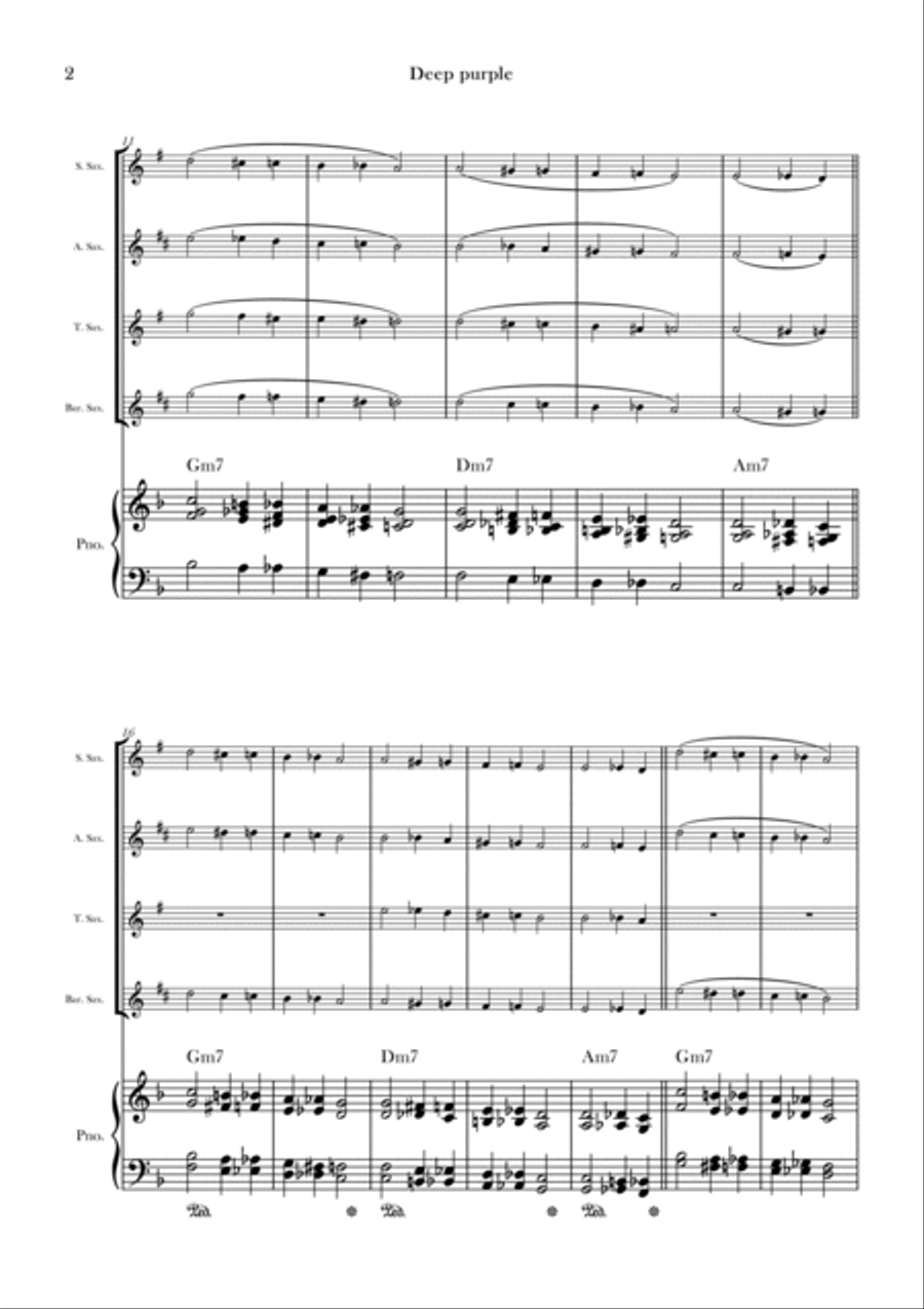 Deep Purple Saxophone Quartet scores gallery preview page 2