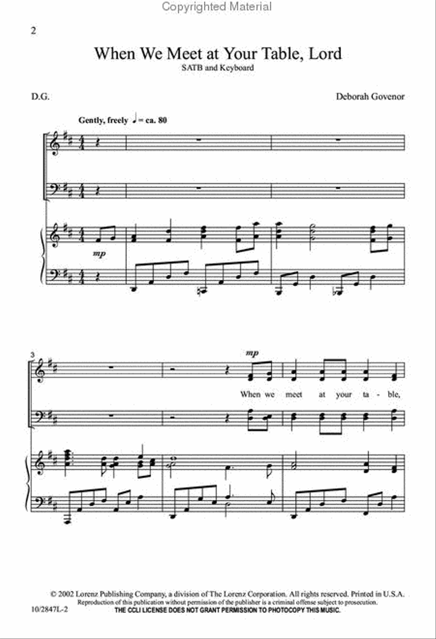 When We Meet At Your Table, Lord 4-Part scores gallery preview page 2