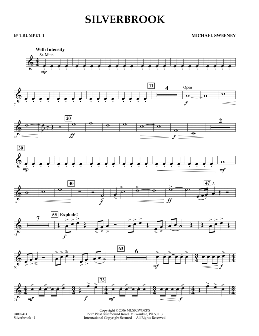 Silverbrook - Bb Trumpet 1 B-Flat Trumpet scores gallery preview page 1