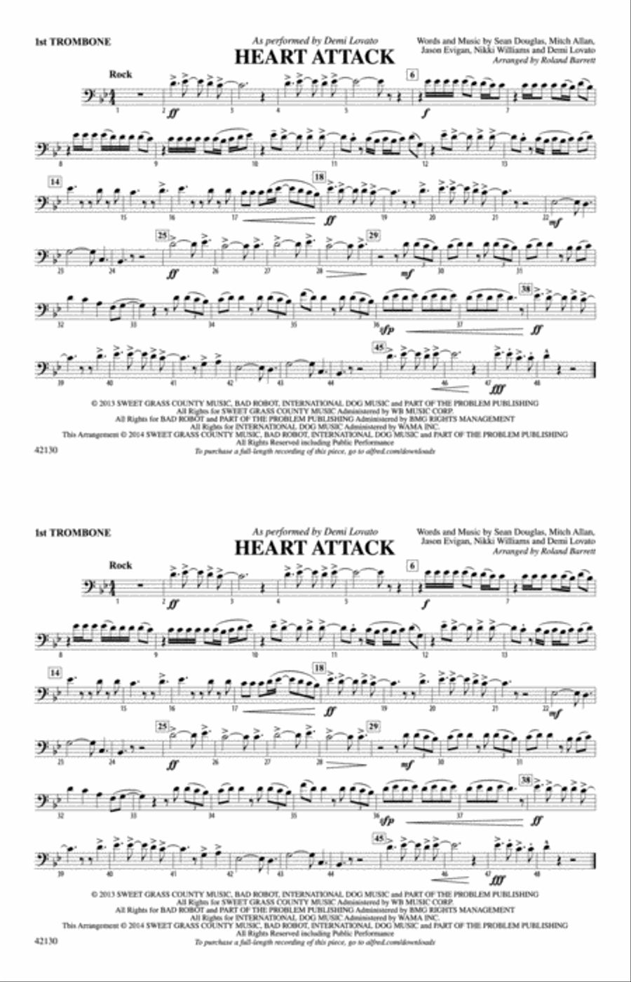 Heart Attack: 1st Trombone Marching Band scores gallery preview page 1