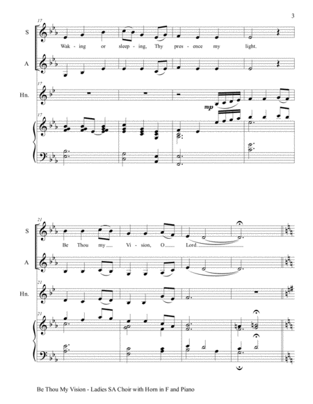 BE THOU MY VISION (Ladies SA Choir, Horn in F and Piano) image number null