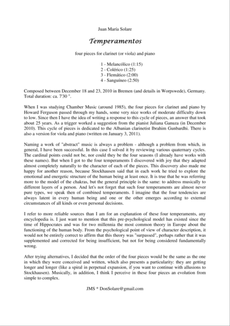 Temperamentos [Clarinet + Piano] Clarinet Solo scores gallery preview page 3