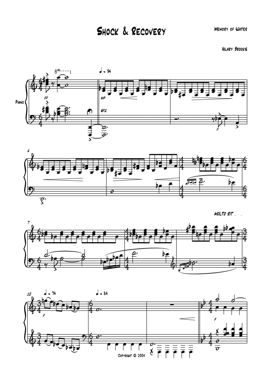 Shock and Recovery - piano solo, atmospheric Piano Solo scores gallery preview page 1