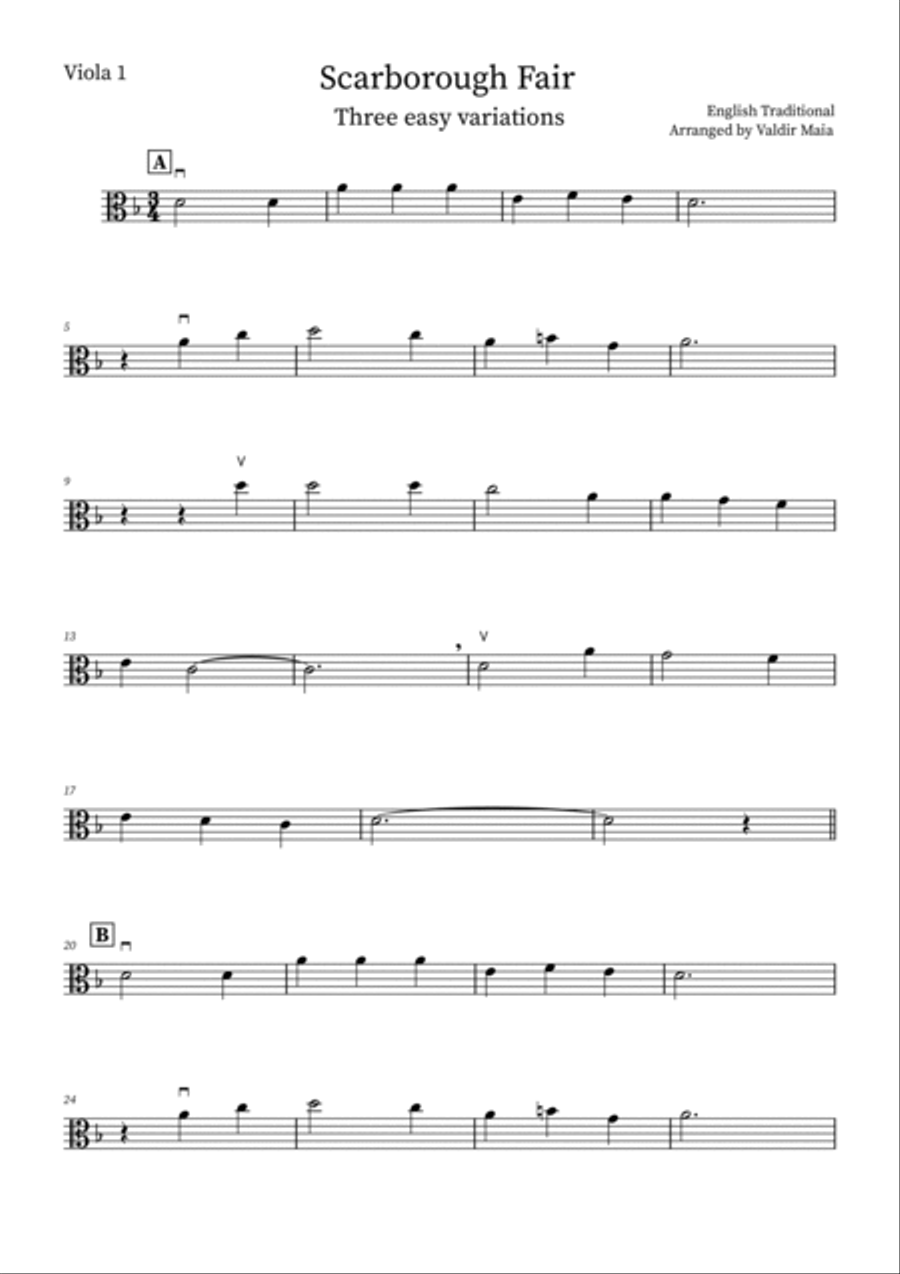 Scarborough Fair - 3 easy variations String Duet scores gallery preview page 4