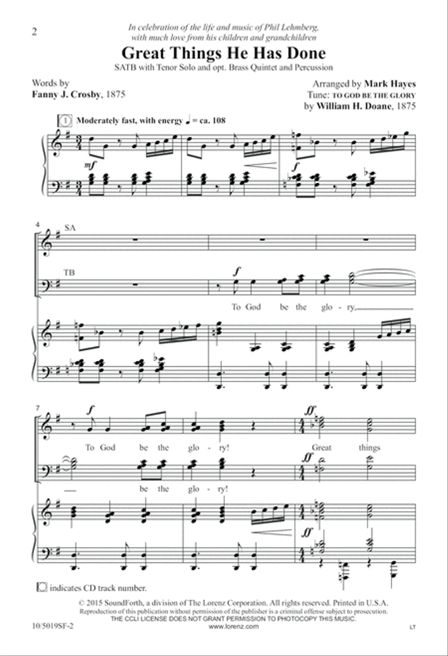 Great Things He Has Done 4-Part scores gallery preview page 2