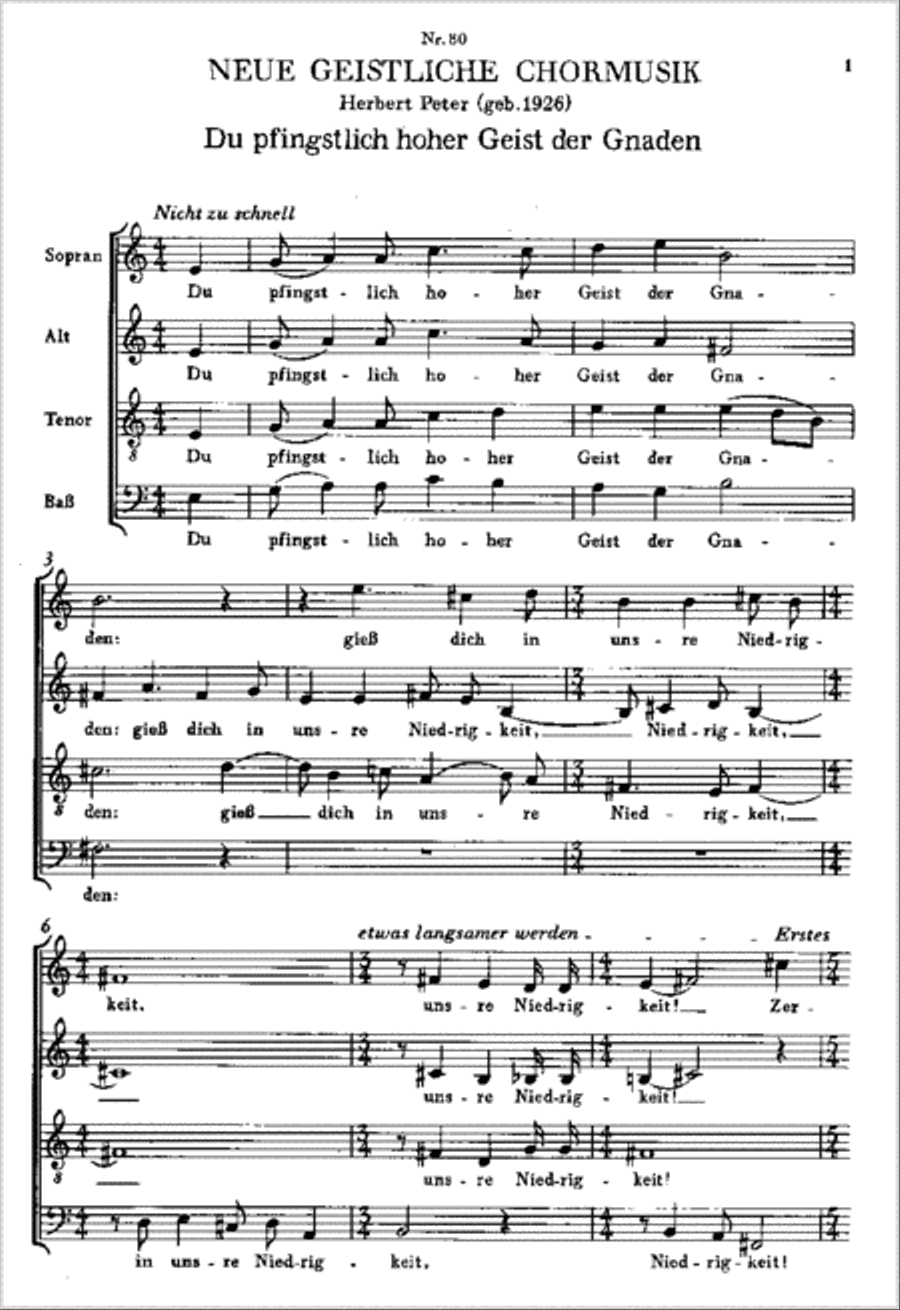 Du pfingstlich hoher Geist der Gnaden 4-Part scores gallery preview page 1
