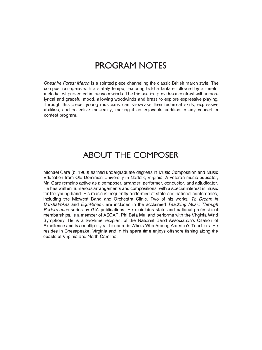 Cheshire Forest March - Conductor Score (Full Score) Concert Band scores gallery preview page 2