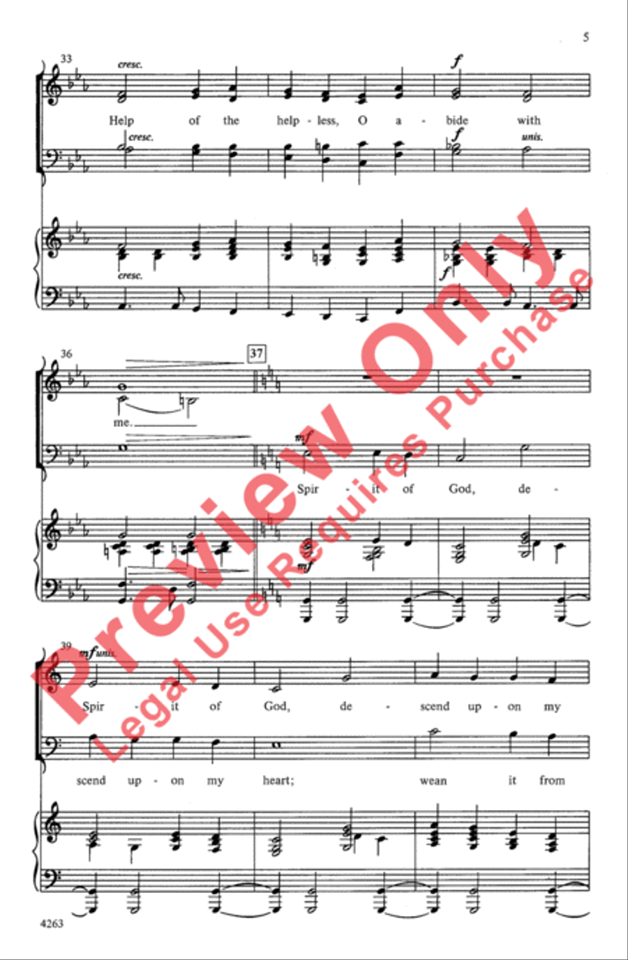 Spirit of God, Abide with Me 4-Part scores gallery preview page 5