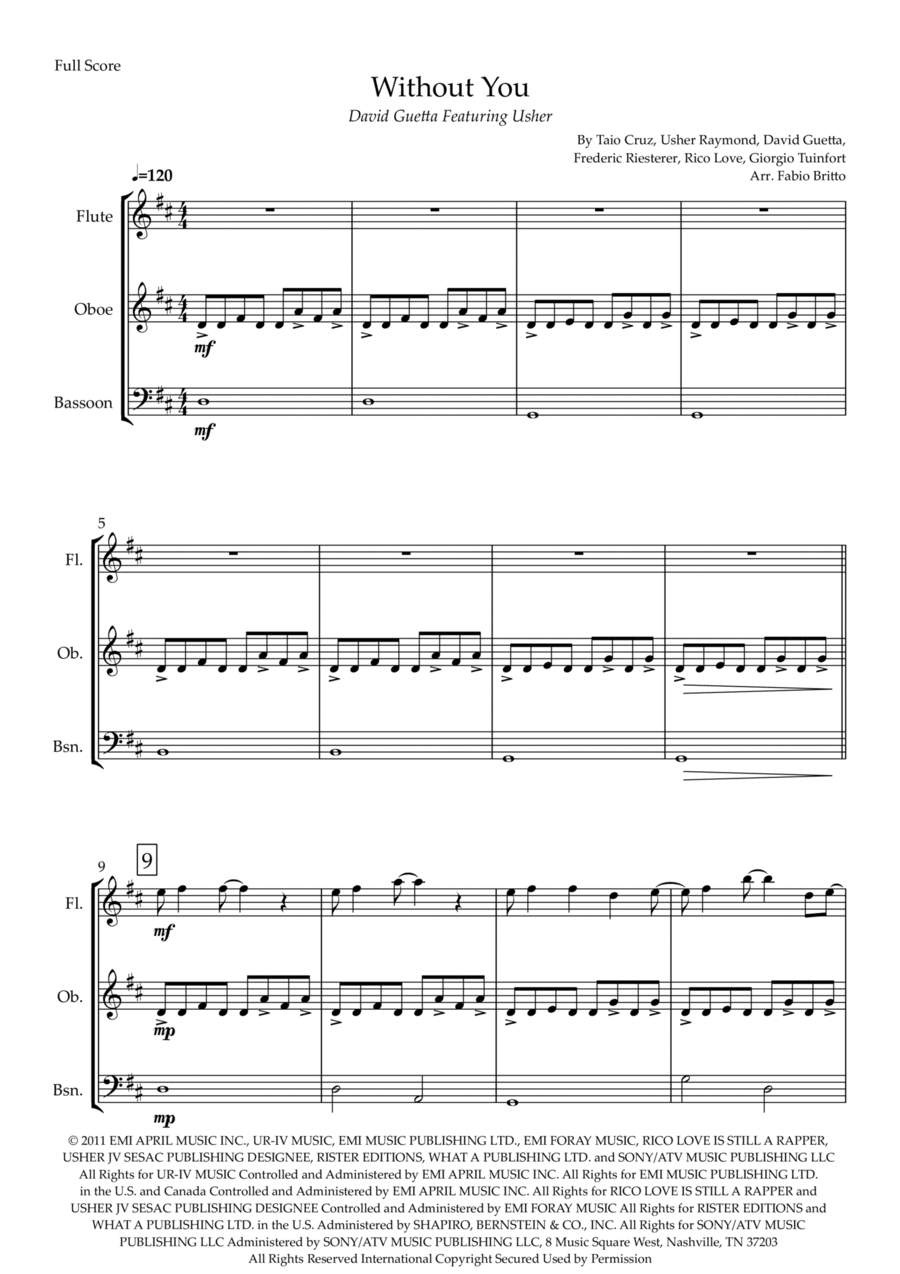 Without You Without You Woodwind Trio scores gallery preview page 1