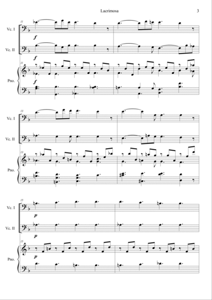 Mozart: Requiem K.626 6.Lacrimosa Piano Trio scores gallery preview page 3