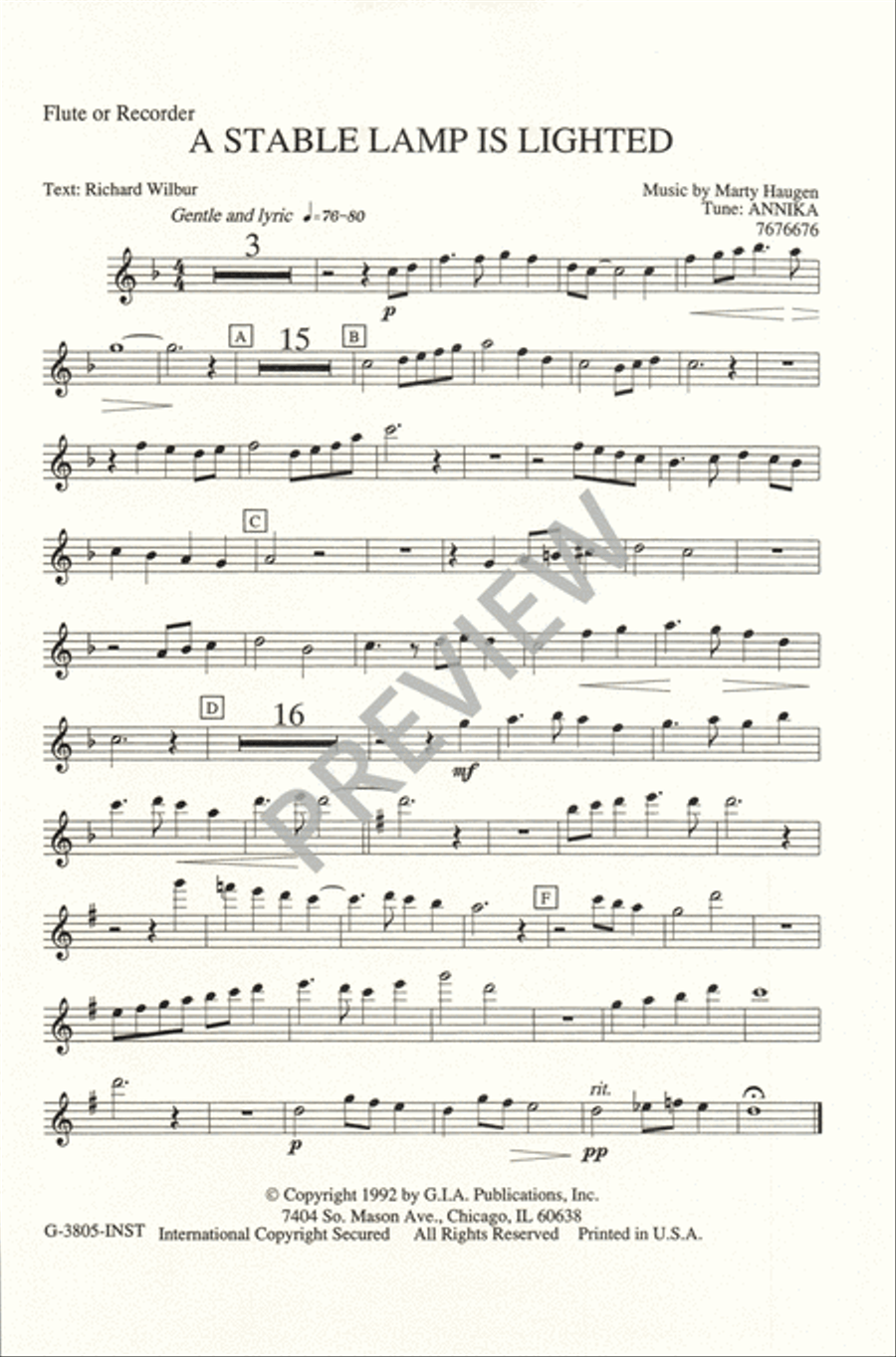 A Stable Lamp is Lighted 4-Part scores gallery preview page 16