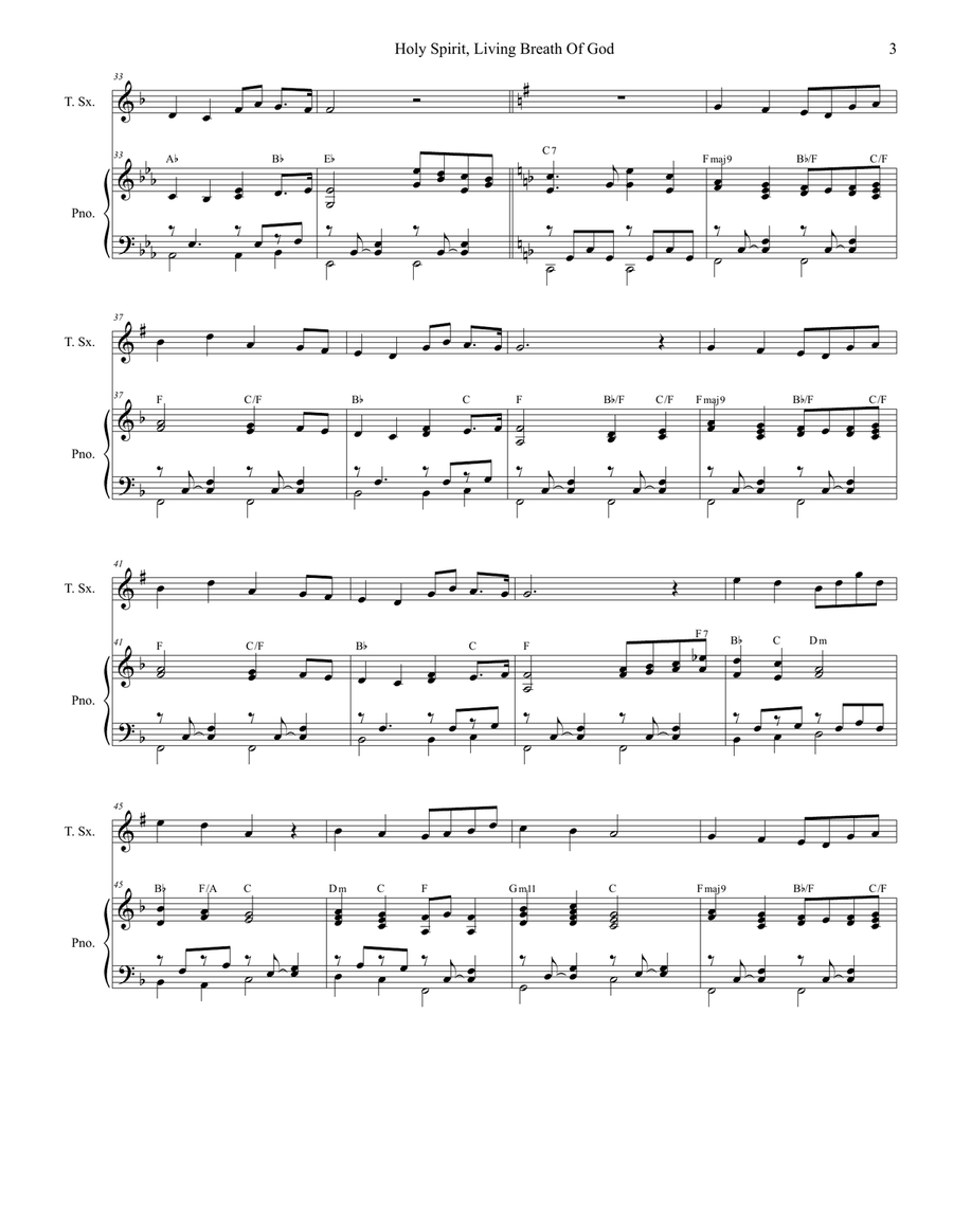Holy Spirit, Living Breath Of God Tenor Saxophone scores gallery preview page 3