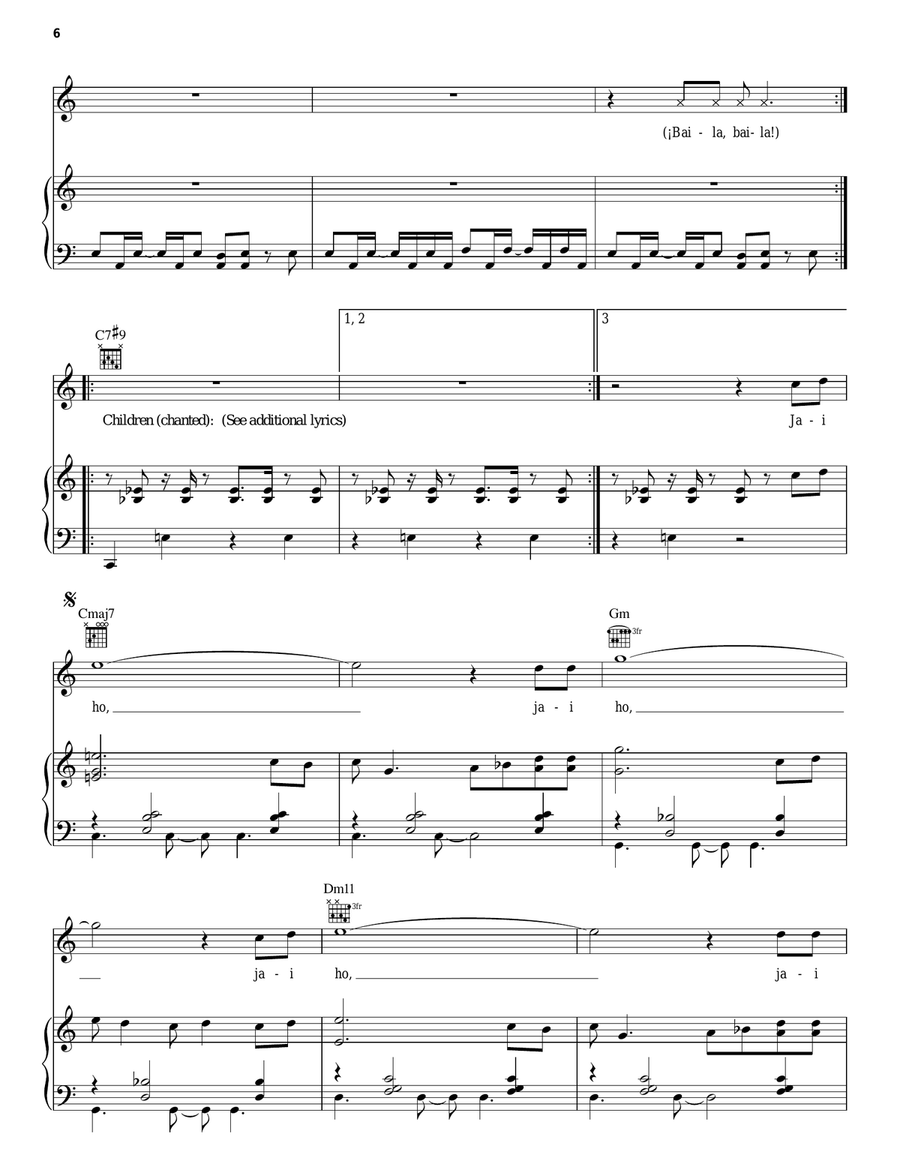Jai Ho Piano, Vocal, Guitar scores gallery preview page 6
