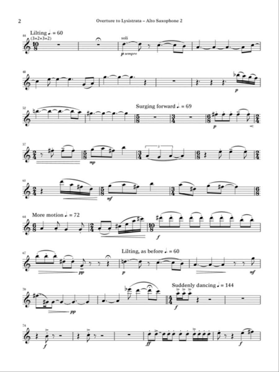 Overture to Lysistrata (arr. Peter Stanley Martin) - Alto Saxophone 2 Concert Band scores gallery preview page 2