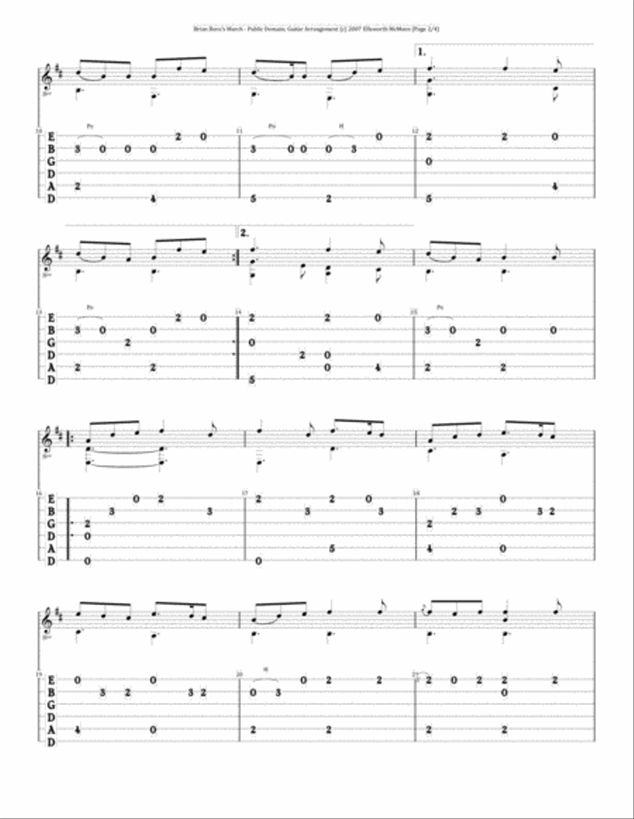 Brian Boru's March (For Fingerstyle Guitar Tuned Drop D) Acoustic Guitar scores gallery preview page 2